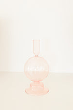 Pink Glass Candlestick Holder