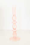 Pink Glass Candlestick Holder