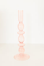 Pink Glass Candlestick Holder