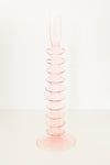 Pink Glass Candlestick Holder