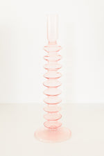 Pink Glass Candlestick Holder