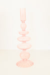 Pink Glass Candlestick Holder