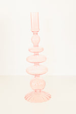 Pink Glass Candlestick Holder